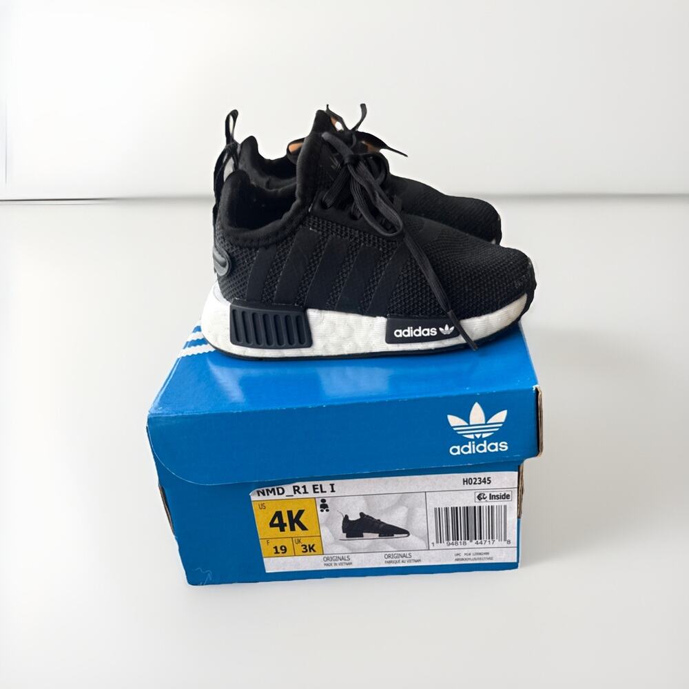Adidas NMD_R1 EL I Toddler Shoes Black Size 4K Kids Slip-On Sneakers